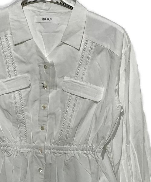 HER LIP TO（ハーリップトゥ）HER LIP TO (ハーリップトゥ) Lace Trimming Cotton Blouse ホワイト サイズ:FREEの古着・服飾アイテム