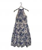 Estella.Kエステラケー）の古着「プリントホルターネックティアードワンピース」｜ベージュ