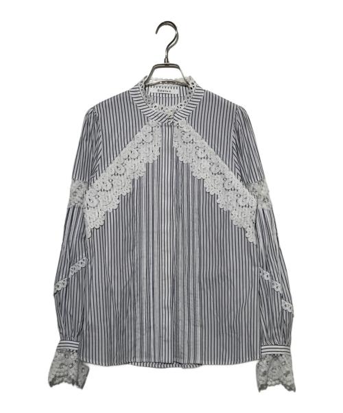 Estella.K（エステラケー）Estella.K (エステラケー) ストライプ切替シャツ ブルー サイズ:Fの古着・服飾アイテム