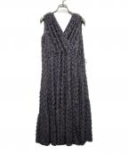 FRAY IDフレイ アイディー）の古着「フリンジジャガードカシュクールワンピース」｜グレー