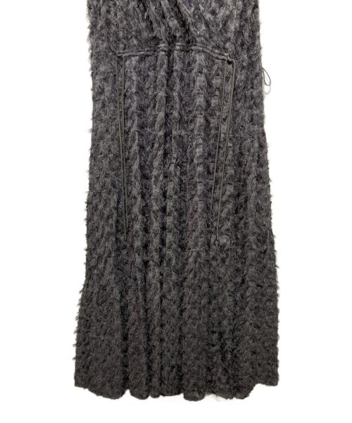 FRAY ID（フレイ アイディー）FRAY ID (フレイ アイディー) フリンジジャガードカシュクールワンピース グレーの古着・服飾アイテム