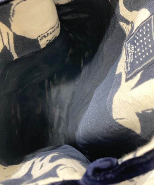 mina perhonen（ミナ ペルホネン）mina perhonen (ミナ ペルホネン) textile bag life puzzle ネイビー×ホワイトの古着・服飾アイテム