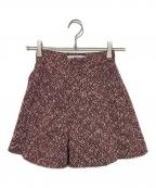 shellerシェリエ）の古着「タックフレアショートパンツ」｜ピンク×ブラック