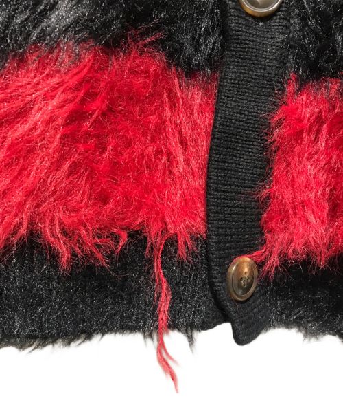 glamb（グラム）glamb (グラム) Fuzzy Border Cardigan/ファジーボーダーカーディガン レッド×ブラック サイズ:Lの古着・服飾アイテム