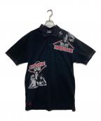 Hysteric Glamourヒステリックグラマー）の古着「BAD GIRLプリントビッグポロシャツ」｜ブラック