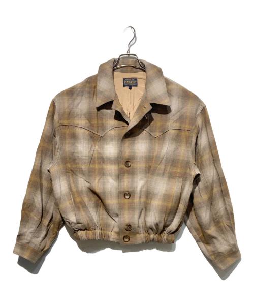 PENDLETON（ペンドルトン）PENDLETON (ペンドルトン) M TO R (ムウトアール) CHECK BLOUSON ベージュ サイズ:Ｌの古着・服飾アイテム