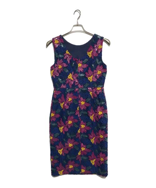 GRACE CONTINENTAL（（グレースコンチネンタル）GRACE CONTINENTAL (（グレースコンチネンタル) フラワースパンケミカルドレス ネイビー×ピンク サイズ:36の古着・服飾アイテム