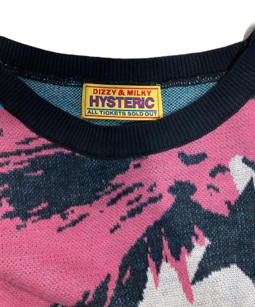 hysterics（ヒステリックス）hysterics (ヒステリックス) NEW WAVEジャカードショート丈 プルオーバー ブラック×ピンク サイズ:FREEの古着・服飾アイテム