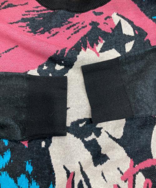 hysterics（ヒステリックス）hysterics (ヒステリックス) NEW WAVEジャカードショート丈 プルオーバー ブラック×ピンク サイズ:FREEの古着・服飾アイテム