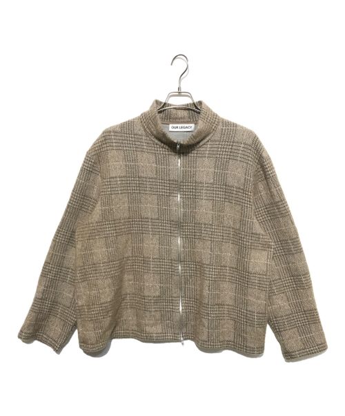 OUR LEGACY（アワーレガシー）OUR LEGACY (アワーレガシー) SHRUNKEN FULLZIP POLO Beige Hound Check ブラウン サイズ:54の古着・服飾アイテム