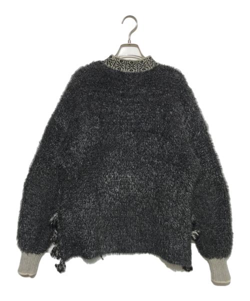 Mame Kurogouchi（マメクロゴウチ）mame kurogouchi (マメクロゴウチ) Ethnic Pattern Fringe Knit グレー サイズ:1の古着・服飾アイテム