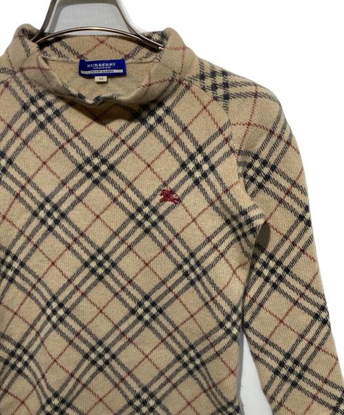 BURBERRY BLUE LABEL（バーバリーロンドンブルーレーベル）BURBERRY BLUE LABEL (バーバリーロンドンブルーレーベル) チェックニット ベージュ サイズ:Mの古着・服飾アイテム