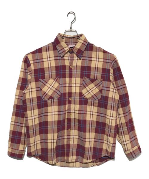 big mac（ビッグマック）BIG MAC (ビッグマック) ヴィンテージヘビーネルシャツ ピンク×ベージュ サイズ:Ｌの古着・服飾アイテム