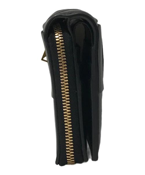 BOTTEGA VENETA（ボッテガベネタ）BOTTEGA VENETA (ボッテガベネタ) スモール カセット 二つ折りファスナーウォレット ブラックの古着・服飾アイテム