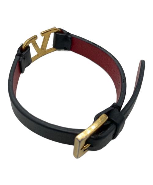 VALENTINO（ヴァレンティノ）VALENTINO (ヴァレンティノ) レザーブレスレット ブラック×レッドの古着・服飾アイテム