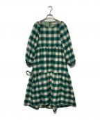 little sunny biteリトルサニーバイト）の古着「チェックティアードワンピース」｜グリーン×ホワイト