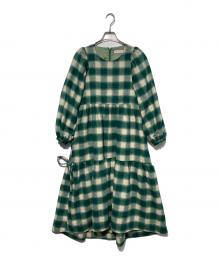 little sunny bite（リトルサニーバイト）の古着「チェックティアードワンピース」｜グリーン×ホワイト
