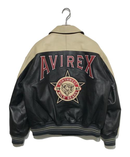 AVIREX（アヴィレックス）AVIREX (アヴィレックス) STADIUM JACKET WILD BEARS ブラック×ホワイト サイズ:Fの古着・服飾アイテム