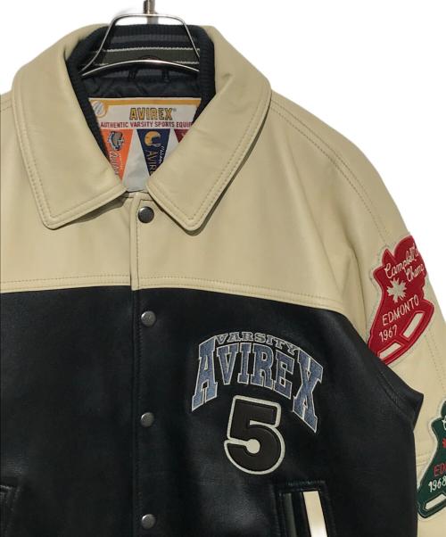 AVIREX（アヴィレックス）AVIREX (アヴィレックス) STADIUM JACKET WILD BEARS ブラック×ホワイト サイズ:Fの古着・服飾アイテム