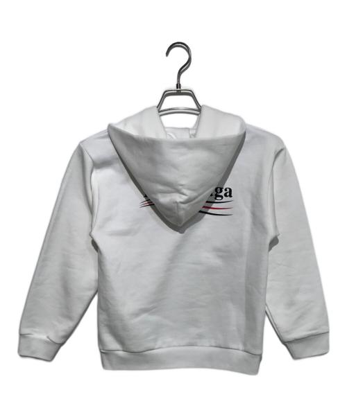 BALENCIAGA（バレンシアガ）BALENCIAGA (バレンシアガ) キャンペーンロゴプリント プルオーバーパーカー ホワイト サイズ:10の古着・服飾アイテム