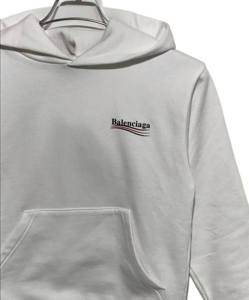 BALENCIAGA（バレンシアガ）BALENCIAGA (バレンシアガ) キャンペーンロゴプリント プルオーバーパーカー ホワイト サイズ:10の古着・服飾アイテム