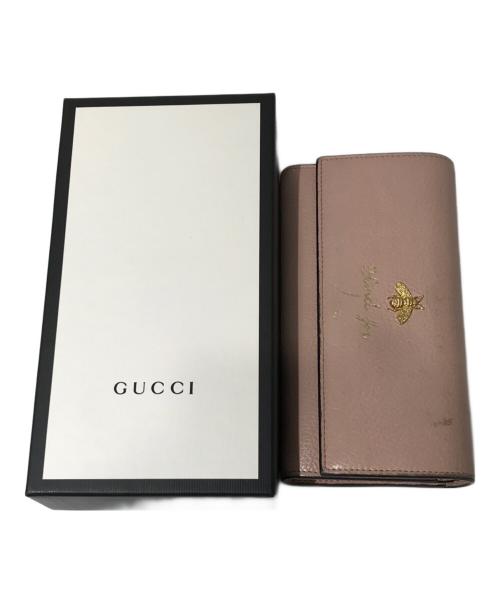 GUCCI（グッチ）GUCCI (グッチ) アニマリエロングウォレット ピンクの古着・服飾アイテム