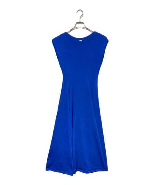 JENNE（ジェンヌ）JENNE (ジェンヌ) フレンチスリーブ フレアニットワンピース ブルー サイズ:Sの古着・服飾アイテム