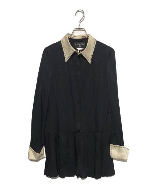 CHANEL（シャネル）CHANEL (シャネル) ディタッチャブルシルクブラウス ブラック サイズ:36の古着・服飾アイテム