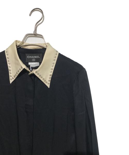 CHANEL（シャネル）CHANEL (シャネル) ディタッチャブルシルクブラウス ブラック サイズ:36の古着・服飾アイテム