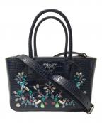 A.D.M.J.エーディーエムジェイ）の古着「型押し装飾ハンドバッグ」｜ネイビー