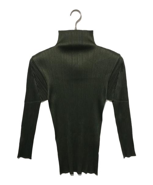 PLEATS PLEASE（プリーツプリーズ）PLEATS PLEASE (プリーツプリーズ) プリーツハイネックカットソー グリーン サイズ:Fの古着・服飾アイテム
