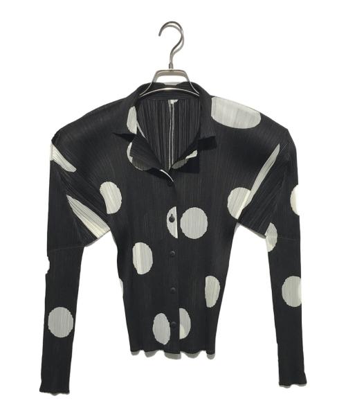 PLEATS PLEASE（プリーツプリーズ）PLEATS PLEASE (プリーツプリーズ) ライムドットシャツジャケット ブラック サイズ:3の古着・服飾アイテム