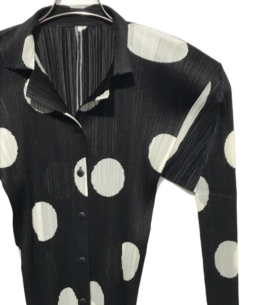 PLEATS PLEASE（プリーツプリーズ）PLEATS PLEASE (プリーツプリーズ) ライムドットシャツジャケット ブラック サイズ:3の古着・服飾アイテム