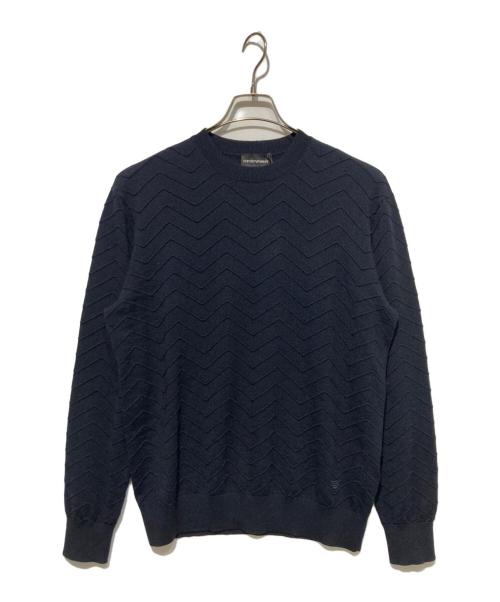 EMPORIO ARMANI（エンポリオアルマーニ）EMPORIO ARMANI (エンポリオアルマーニ) クルーネックニット ネイビー サイズ:S 未使用品の古着・服飾アイテム