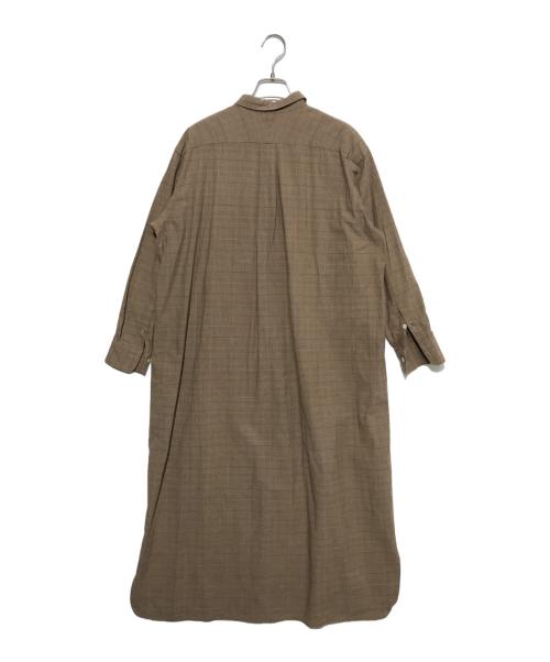 leno（リノ）LENO (リノ) コットンシルクグレンチェックプルオーバーワンピース ベージュの古着・服飾アイテム