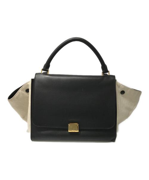 CELINE（セリーヌ）CELINE (セリーヌ) トラペーズミディアムハンドバッグ ブラック×ホワイトの古着・服飾アイテム