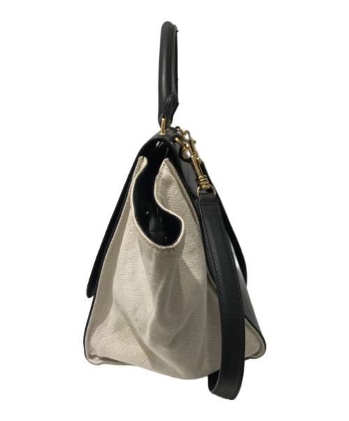 CELINE（セリーヌ）CELINE (セリーヌ) トラペーズミディアムハンドバッグ ブラック×ホワイトの古着・服飾アイテム