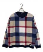 BLACK LABEL CRESTBRIDGEブラックレーベル クレストブリッジ）の古着「チェックフリーススウェット」｜ネイビー×ベージュ