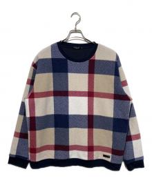 BLACK LABEL CRESTBRIDGE（ブラックレーベル クレストブリッジ）の古着「チェックフリーススウェット」｜ネイビー×ベージュ