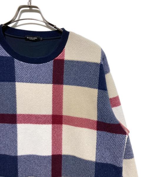 BLACK LABEL CRESTBRIDGE（ブラックレーベル クレストブリッジ）BLACK LABEL CRESTBRIDGE (ブラックレーベル クレストブリッジ) チェックフリーススウェット ネイビー×ベージュ サイズ:LLの古着・服飾アイテム