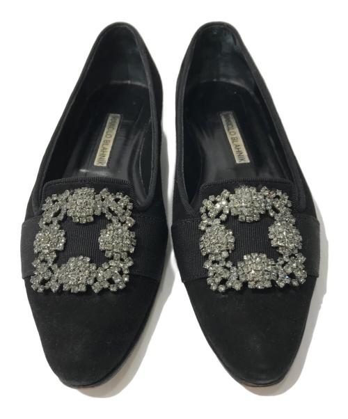 Manolo Blahnik（マノロブラニク）Manolo Blahnik (マノロブラニク) ハンギシ マリア フラットシューズ ブラック サイズ:35の古着・服飾アイテム