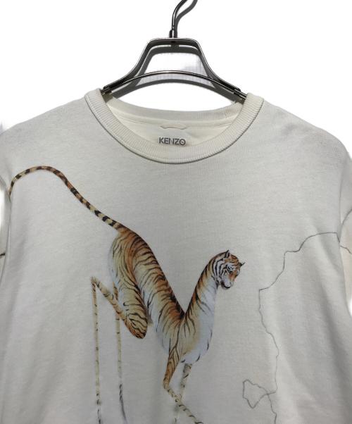 KENZO（ケンゾー）KENZO (ケンゾー) 虎プリントスウェット ホワイト サイズ:Ｓの古着・服飾アイテム