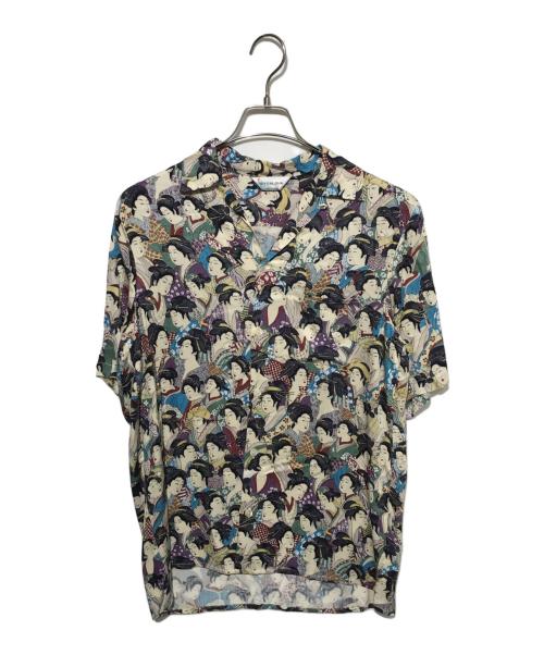 NIPOALOHA（二ポアロハ）NIPOALOHA (二ポアロハ) レーヨンショートスリーブアロハシャツ ブラック×ブルー サイズ:Mの古着・服飾アイテム