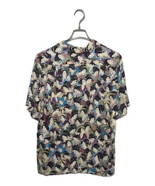 NIPOALOHA（二ポアロハ）NIPOALOHA (二ポアロハ) レーヨンショートスリーブアロハシャツ ブラック×ブルー サイズ:Mの古着・服飾アイテム