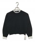 23区ニジュウサンク）の古着「ヴィスコースストレッチ レースコンビ ニット」｜ブラック×ホワイト