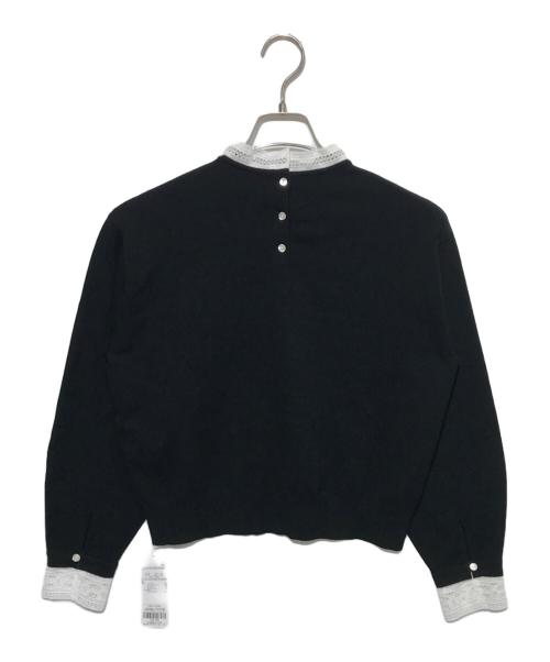 23区（ニジュウサンク）23区 (ニジュウサンク) ヴィスコースストレッチ レースコンビ ニット ブラック×ホワイト サイズ:32 未使用品の古着・服飾アイテム