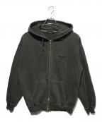 X-LARGEエクストララージ）の古着「PIGMENT DYED EMBOSS LOGO ZIP HOODED SWEAT」｜チャコールグレー