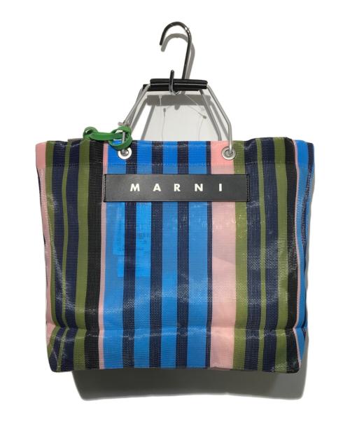 MARNI（マルニ）MARNI (マルニ) フラワーカフェ ストライプバッグ ブルー×ピンクの古着・服飾アイテム