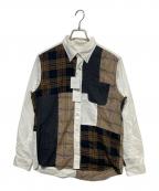 SOPHNET.ソフネット）の古着「PACTH WORK B.D SHIRT」｜ホワイト×ブラック