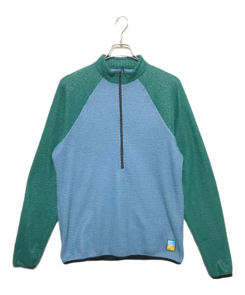 senchi designs（センチデザイン）senchi designs (センチデザイン) ハーフジップニット ブルー×グリーン サイズ:Lの古着・服飾アイテム